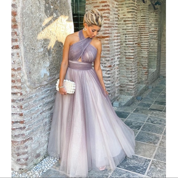 Mac Duggal halter ombré gown for wedding guest, prom, red carpet, evening event - Picture 3 of 4